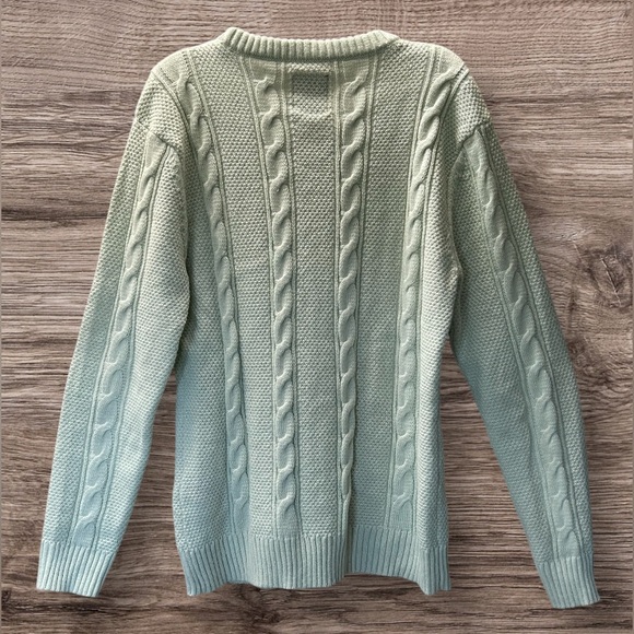 Men’s XRay Jeans Pale Green Mint Cable Knit Sweater Size XL - Picture 3 of 9
